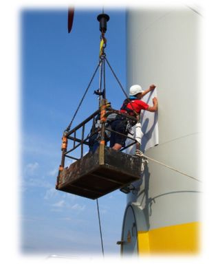 Repair of tower from skyclimber